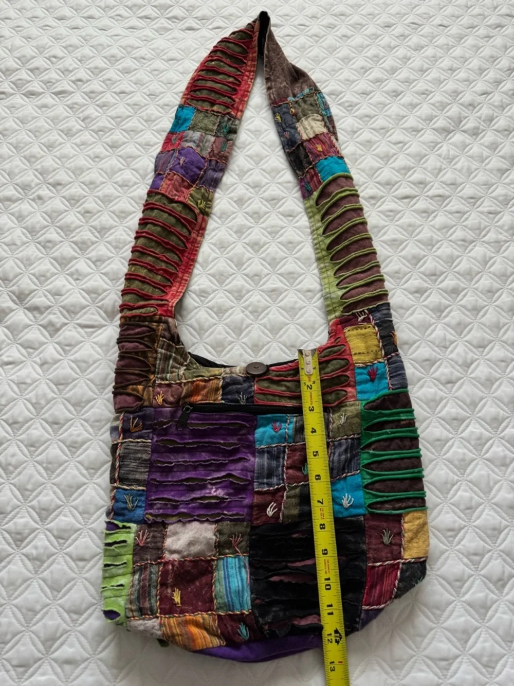 Multicolor Razor Cut Patchwork Hippie Boho Hobo Shoulder Bag Purse